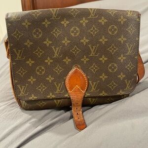 Louis Vuitton Cartouchiere Shoulder Bag GM Brown Canvas